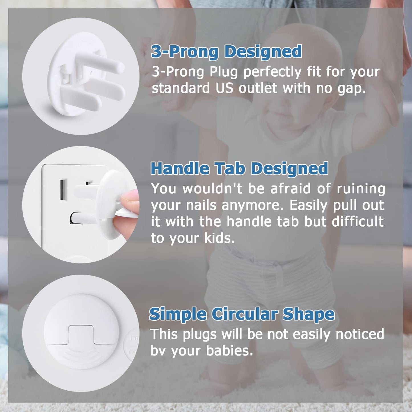 Outlet Covers Baby Proofing White - 38 Pack Plug Covers for Electrical Outlets, Child Proof Socket Covers, Baby Safety Products for Home, Office, Easy Insatllation, Protect Babies
