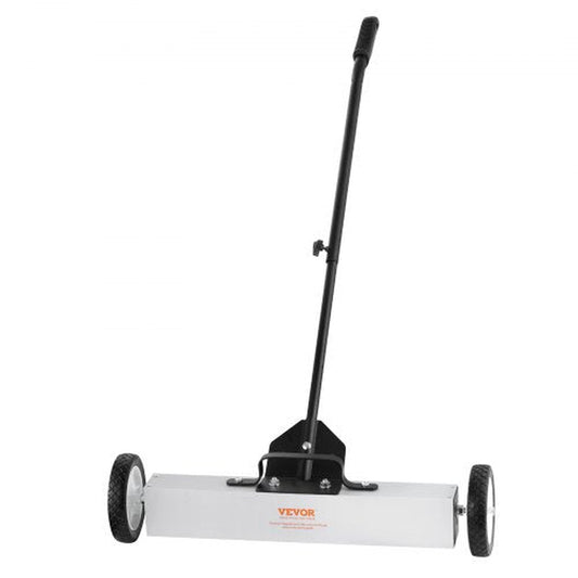 VEVOR 50 lbs Rolling Magnetic Sweeper with Wheels, Push-Type Magnet Pickup Tool, 24-Inch Large Magnet Lawn Sweeper with Telescoping Handle for Effortless Cleanup in Workshops, Garages, and Yards